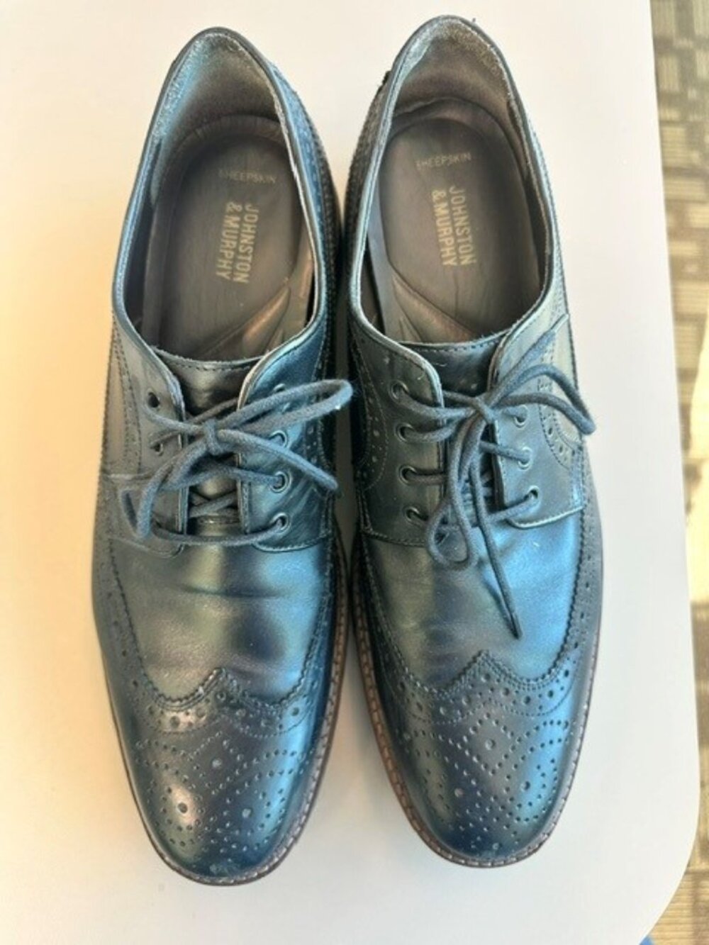 Johnson Murphy Wing Tip Black Leather 11, Lace up